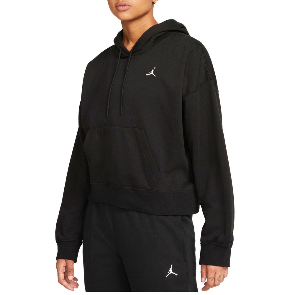 Jordan Essentials Womens Fleece Hoodie Black Loose‎ Fit Jumpman DQ4458-010 Small
